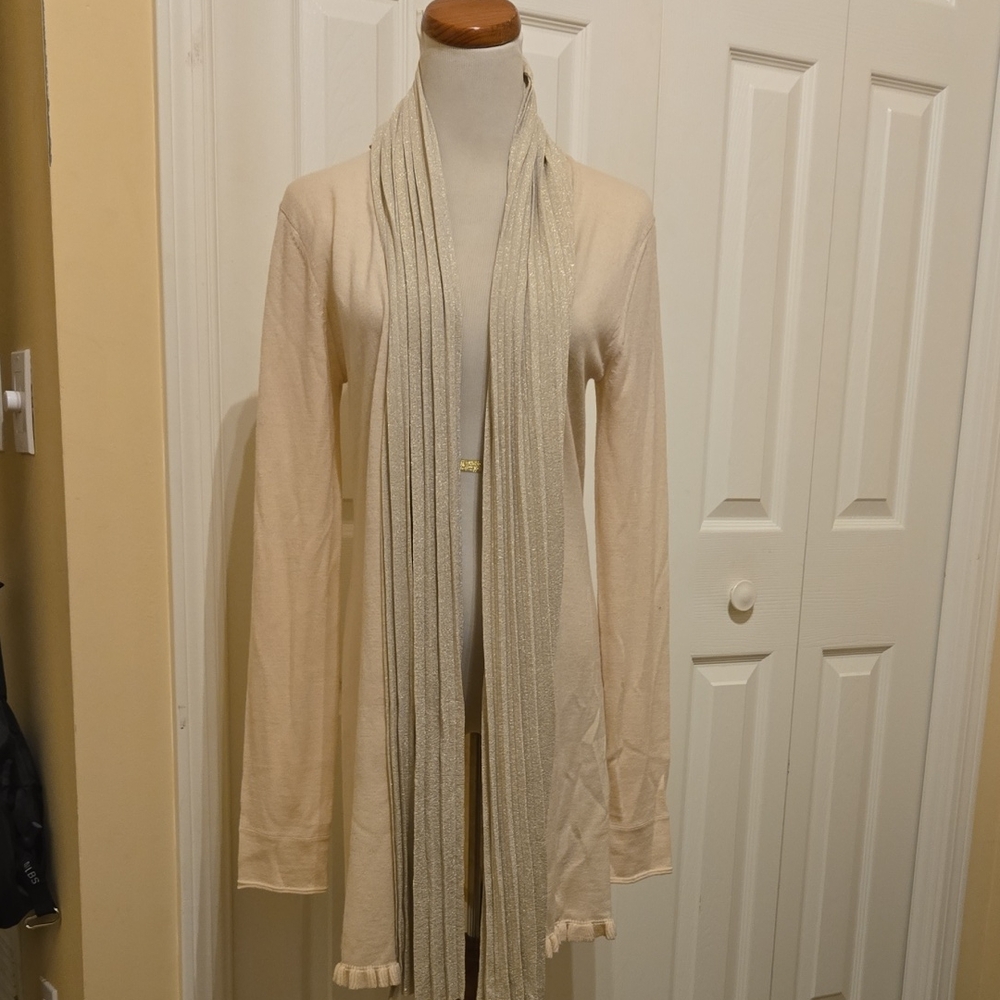 IISLI Long Cardigan With Pleated Scarf *FLAW* Size M